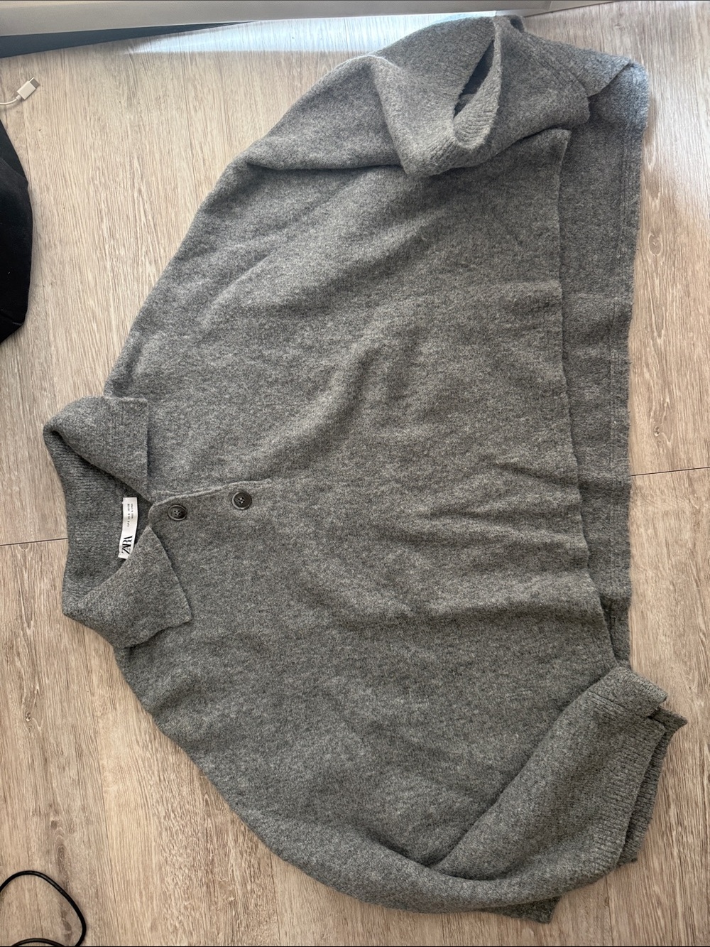 Zara Gray Button-Neck Women’s Sweater